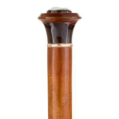 Antique agate mounted and cameo inset walking stick