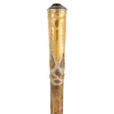 Antique amethyst and pearl inlaid walking stick