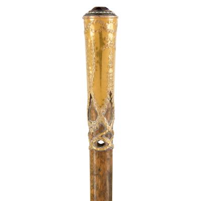 Antique amethyst and pearl inlaid walking stick