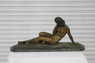 Antique bronze sculpture reclining woman