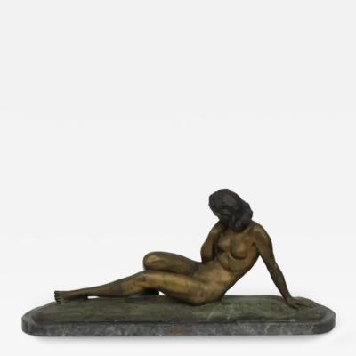 Antique bronze sculpture reclining woman