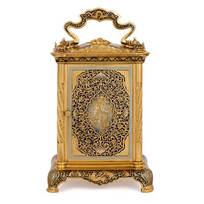 Antique enamelled gilt bronze carriage clock