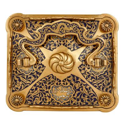 Antique enamelled gilt bronze carriage clock