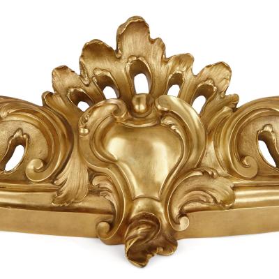 Antique gilt bronze fireplace surround fender
