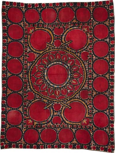 Antique hand made silk suzani textile Uzbekistan