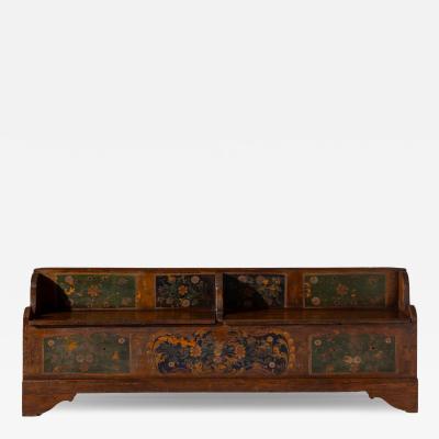 Antique hand painted bench with storage Italy late 19th century