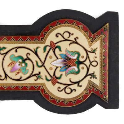 Antique large cloisonn enamel wall crucifix with font