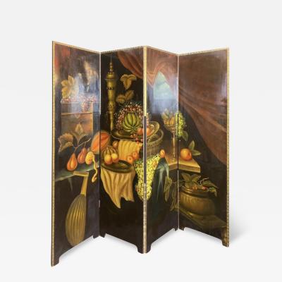 Antique large four panelled room divider