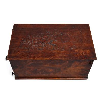 Antique oak engraved chest