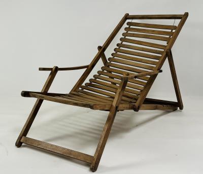 Antique oak wooden transat chair