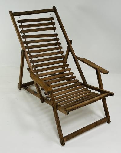 Antique oak wooden transat chair