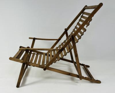 Antique oak wooden transat chair