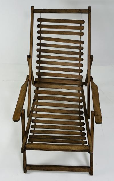 Antique oak wooden transat chair