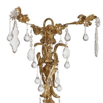 Antique ormolu and cut glass Rococo style chandelier
