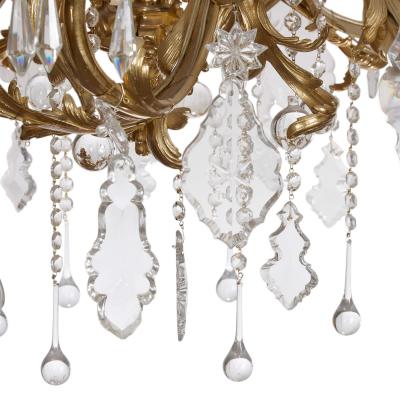 Antique ormolu and cut glass Rococo style chandelier