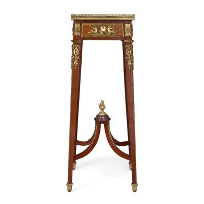 Antique ormolu and mounted mahogany stand with onyx top