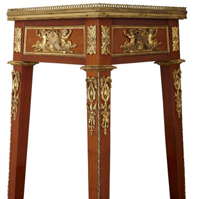 Antique ormolu and mounted mahogany stand with onyx top
