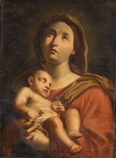 Antique painting Madonna and Child from the 17th century