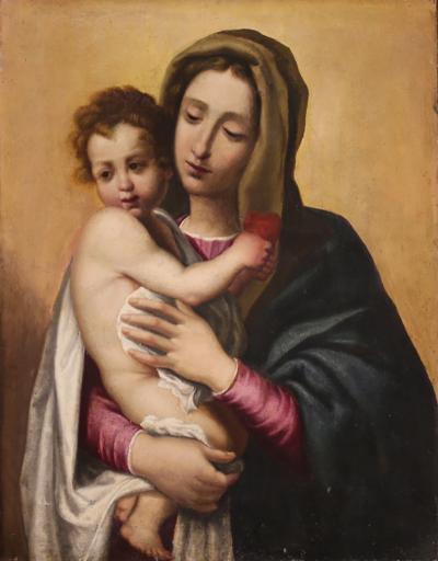 Antique painting Madonna with Child from the 17th century