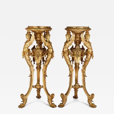 Antique pair of ormolu pedestals with Neo Grec sphinx supports