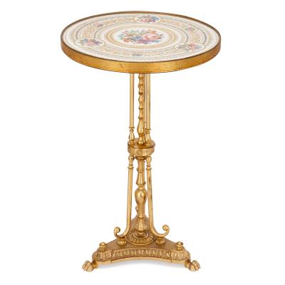 Antique porcelain and ormolu gueridon table