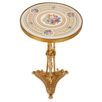 Antique porcelain and ormolu gueridon table