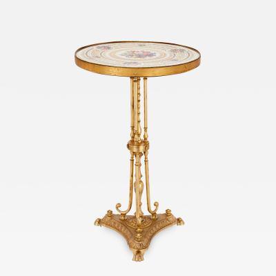 Antique porcelain and ormolu gueridon table
