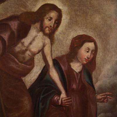 Antique religious Spanish painting oil on canvas from the 18th century