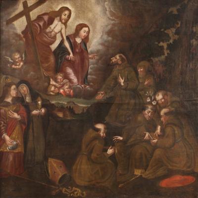 Antique religious Spanish painting oil on canvas from the 18th century