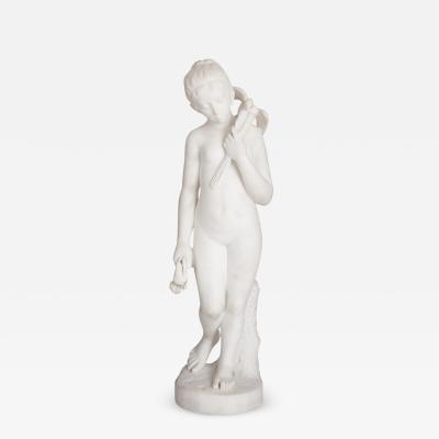 Antique sculpted marble figure of a young girl