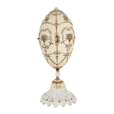 Antique semi precious stone and silver gilt egg model