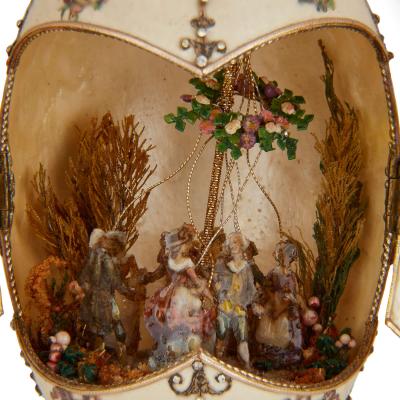 Antique semi precious stone and silver gilt egg model