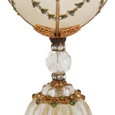 Antique semi precious stone and silver gilt egg model