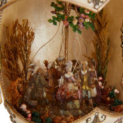 Antique semi precious stone and silver gilt egg model