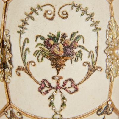 Antique semi precious stone and silver gilt egg model