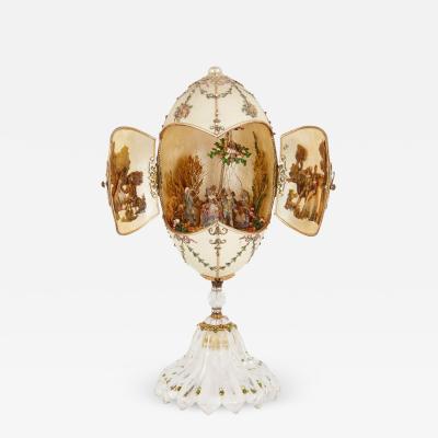 Antique semi precious stone and silver gilt egg model