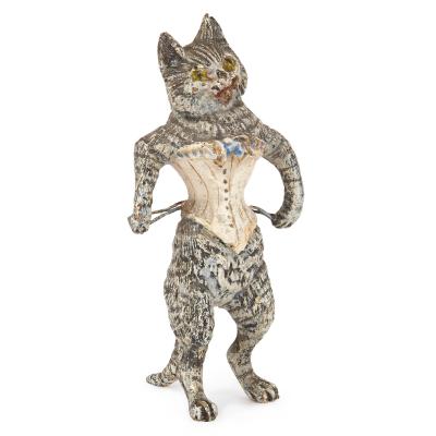 Antique set of Viennese cold painted bronze cats