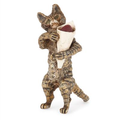 Antique set of Viennese cold painted bronze cats