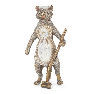 Antique set of Viennese cold painted bronze cats