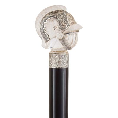 Antique silver and rock crystal walking stick