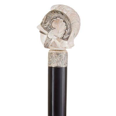 Antique silver and rock crystal walking stick