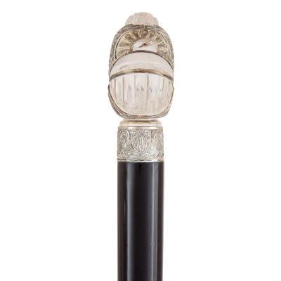Antique silver and rock crystal walking stick