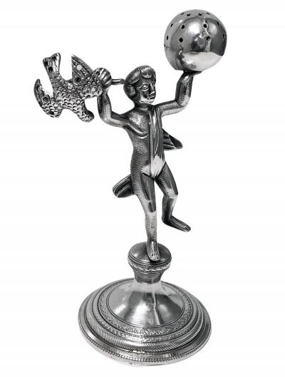 Antique silver toothpick or cocktail stick holder Brazil or Portugal circa 1850