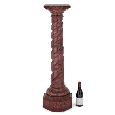 Antique simulated porphyry scagliola pedestal