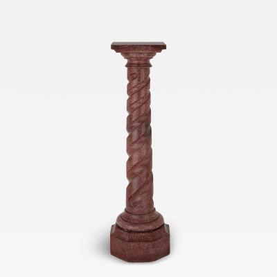 Antique simulated porphyry scagliola pedestal