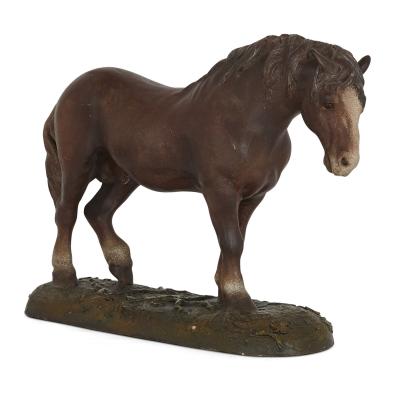 Antique terracotta equestrian model of a horse
