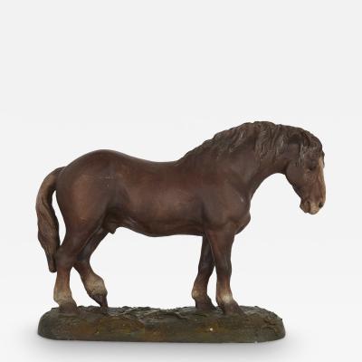 Antique terracotta equestrian model of a horse