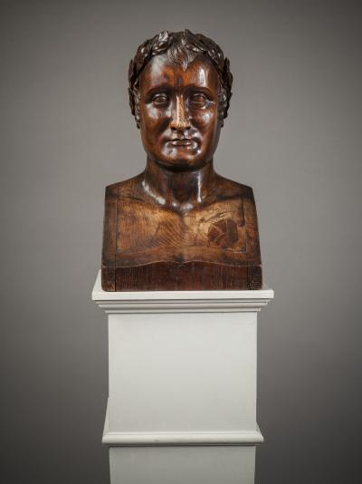 Antoine Denis Chaudet Sculptured Wood Bust of Emperor Napoleon 1