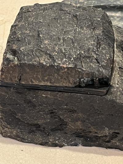 Antoine Louis Barye BRONZE LION ON MARBLE INKWELL BY ANTOINE LOUIS BARYE