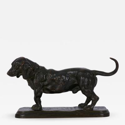Antoine Louis Barye French Bronze Sculpture of Basset Hound by Antoine Louis Barye F Barbedienne